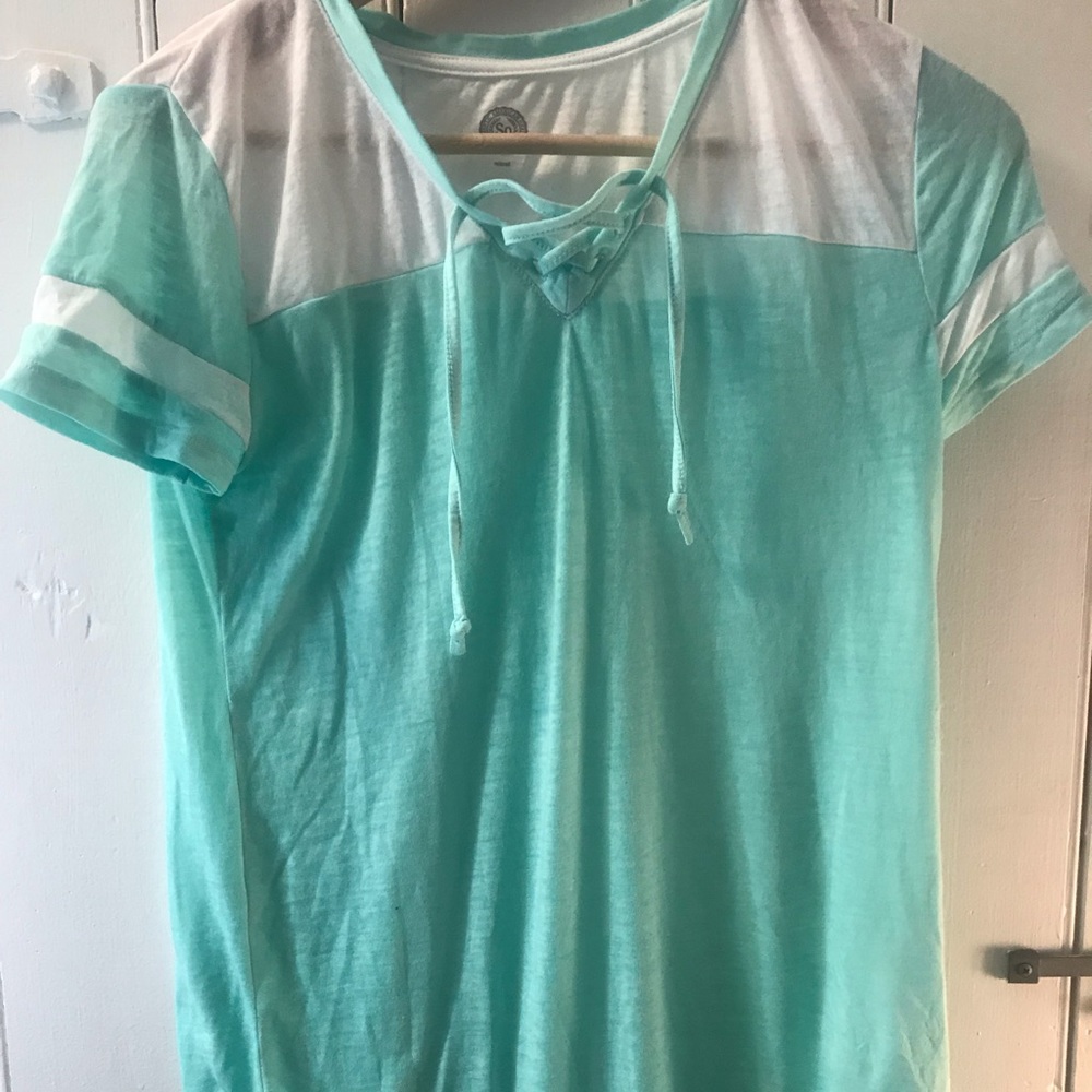 SO Aqua Rugby Tie-Front T-Shirt